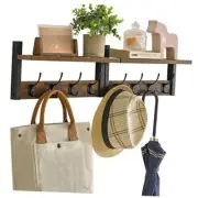Coat Rack Shelf Wall Mounted, Coat Hooks Set of 2, 31.5"-2 pack Rustic Brown