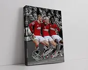 HWC Trading Hojlund, Mainoo & Garnacho 16 x 12 inch Streched Canvas Print Signed Autograph for Football Fans and Supporters