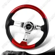 W-Power 13.5" Pearl Red Wood Grip 6-Hole Chrome 3-Spoke Racing Steering Wheel (for: Porsche)