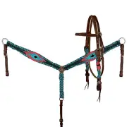 Showman Tropical Corded Mohair Browband Horse Headstall and Breastcollar Set