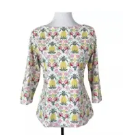 NWT J. McLaughlin Wavesong Signature Catalina Tee Boatneck Pineapple Palms Sz S