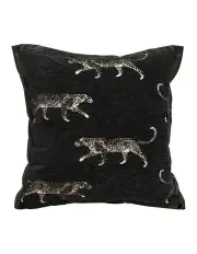 [SOGA] 45cm Light Luxury Vintage Leopard Print Square Throw Pillow in Black
