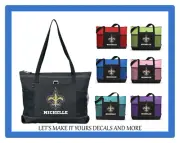 NEW ORLEANS SAINTS WITH NAME TOTE PURSE TRAVEL SPORTS GYM SCHOOL BAG ZIPS