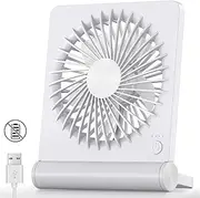 Koonie USB Fan, Strong Wind Ultra Quiet Small Desk Fan 220° Tilt Folding 3 Speeds Adjustable USB-C Powered Personal Fan for Home Office Desktop, White