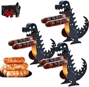Dinosaur Hot Dog Holder, Funny Dinosaur Shape Grill hot gogs, Dino Hots Dog Holder for Outdoor Kitchen Camping Parties Grilling Commercial Home (3Pcs)