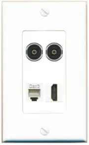 4 Port 1 Gang Jack Face Cover Coupler HD PHONE 2 TOSLINK Wall Plate