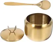 FUNNETOYU Stainless Steel Condiment Pots with Airtight Lid Nonslip Base and Spoon Versatile Sugar Salt Pepper and Spice Container for Kitchen Counter and Serving