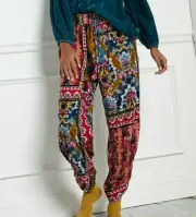 Anthropologie Velvet Joggers Pants Victorian Patchwork Boho Zadie Size XS NEW