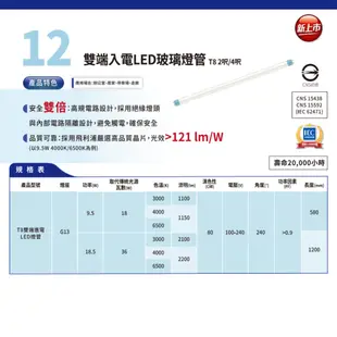 PHILIPS 飛利浦 LED T8 燈管 2尺 4尺 雙端入電 CNS認證