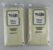 Set of Eight Village Linen 18x18" Formal Table Napkins Ivory Acrylic Gold Lurex