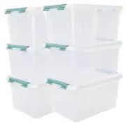 20 Quart Stackable Plastic Storage Bins Lids, 6 Pack Durable Nestable Container
