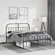 Bed Furniture Metal Bed Frame Without Mattress with Footboard Black 150x200 cm