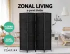 Artiss 4 Panel Room Divider Screen Privacy Dividers Stand Fold Woven Bk