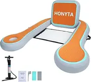 [HONYTA] Inflatable Floating Chair, Pool Lounger Float for Adults, Floating Chair for Pool, Lake, River and Beach with EVA Pad Storage Bag Cup Holder, 48 X 45 Inch