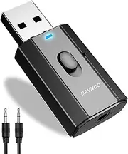 Bluetooth Car Adapter, BAVNCO USB 5.0 Wireless Bluetooth 3.5mm Aux Jack Stereo Transmitter Receiver Hands-Free Car Kit Built-in Micphone for Car/Home Stereo Headphone PC TV More(Black)