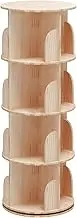 Bear Qiaqia Rotating Bookshelf 360 Degrees, 4 Tier Stackable Solid Wood Bookshelf Organizer, Storage Display Rack Floor Standing Bookcase for Kids&Adults (51"x17.32"x17.32")