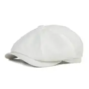 BOTVELA Men's Newsboy Gatsby Hat Cotton Vintage Flat Ivy Cabbie Cap 7 1/4 White