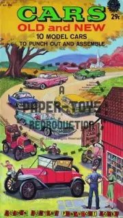 VINTAGE REPRINT - 1961 - CARS OLD AND NEW PUNCH-OUT BOOK - REPRODUCTION
