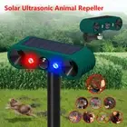 Solar Ultrasonic Animal Repeller Motion Detection LED Flashing Light Cat Dog Fox