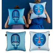 Mascarade Blue Filled Square Cushion by Bedding House