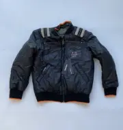 $168 Diesel Boy’s Jardy Reversible Full Zip Jacket Black/Olive Size 8Y