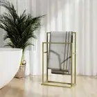 Bathroom Towel Rack Freestanding Rail Holder Drying Shelf Stand Storage Gold