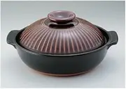 IH pot chrysanthemum (Ame釉) No. 9 IH earthenware pot with a plate [28.5cm ? 2400cc] direct fire IH corresponding restaurant inn Japanese unit for restaurant business