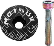 sourcing map 1 1/4" OD Bicycle Headset Stem Top Cap Aluminum Alloy Cycling Headset Cover Stem with Rainbow Color M6 Bolt for Mountain Bicycle Road Bicycle MTB, Black