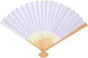 [STKARCV] 1 TO 20pcs White Foldable Paper Fan Portable Chinese Wedding Guest Birthday Party Decoration Painting(10 pcs)