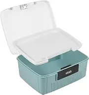 Lockable Storage Container, 6L Robust Organizer Document and ID Box with Combination Lock Design, Double Layer Password Storage Locking Box with Built in Removable Tray for Office (Blue)