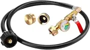 Propane Bottle Refill Adapter - Propane Adapter with Glow in The Dark Gauge,Brass Connector with Hose for Outdoor Stove BBQ RV Camping Grill Tank