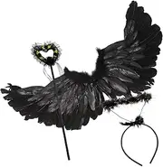 SHERCHPRY 1 Set Wings Fairy Wing for Dress up Girl Fairy Wing Angel Wing for Party Angel Wing for Fancy Party Devil Wing Angel Wing for Cosplay Angel Costumes for Plastic Black