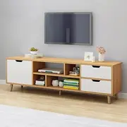 Uandhome Modern TV Cabinet,Wooden TV Entertainment Media Center Console Table with Drawers and Doors and Open Storage Shelf, Multifunctional TV Stand/Unit for Living Room,Bedroom(Wood)