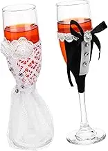 COLLBATH 1 Set Elegant Wedding Toasting Glasses for Bride and Groom Smooth Finish Wine Goblets for Celebrations Engagements and Bridal Showers Romantic Glass Cup Decoration