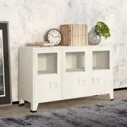 Industrial Sideboard White 105x35x62 cm Metal and Glass vidaXL