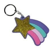 Rainbow Keychain Star Gold Purple Pink Blue Gold Glitter Retro 80s 70s Gift