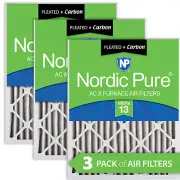Nordic Pure 14x25x2 Pleated Air Filters MERV 13 Plus Carbon 3 Pack