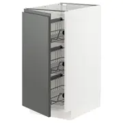 METOD base cabinet with wire baskets, white/Voxtorp dark grey, 40x60x80 cm