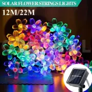 100/200 LED Solar String Lights Peach Flower Fairy Outdoor Party Decor Colorful