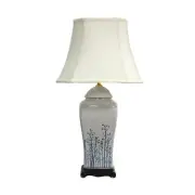 Oriental Furniture 26" Blue & White Spring Forest Porcelain Vase Lamp