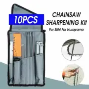 10PCS Chainsaw Sharpening File Filing Kit Chain Sharpener For Stihl Husqvarna
