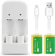 USB CR2 3.0V Charger Set CR2 3V Camera Battery CR15H270 USB Charger with 2pcs 300Mah Rechargeable Battery for Instant mini25 Camera Photo Sight Golf Rangefinder Disc Brake (2cell)