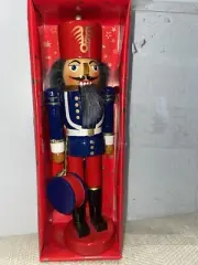 CHRISTMAS HOLIDAY 10" NUTCRACKER WITH DRUM WOODEN FIGURINE HOME DECOR NEW