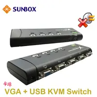 在飛比找PChome24h購物優惠-SUNBOX 4埠電腦切換器，VGA+USB介面