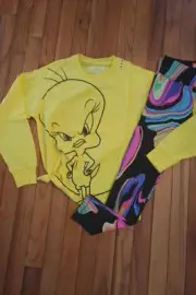 NWT Justice Girls Outfit Tweety Bird Top/Patterned Legging Size 7 10 12 (B5)