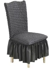 [SOGA] Chair Cover Seat Protector with Ruffle Skirt Stretch Slipcover Wedding Party Home Decor in Grey