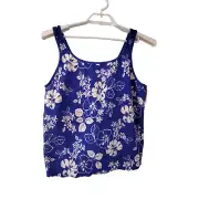 LL Bean nwt tankini swimsuit top womens size 26 plus cobalt floral ribbed