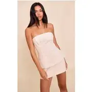 Natural Premium Linen Longline Bandeau Top, Natural