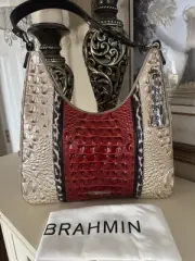 NWT Brahmin Radiant Red Tabitha Purse Handbag Shoulder Bag Animal Print