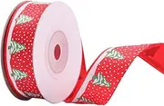 10 Rolls 10 Yards Tree Snowflake Printing Red Christmas Grosgrain